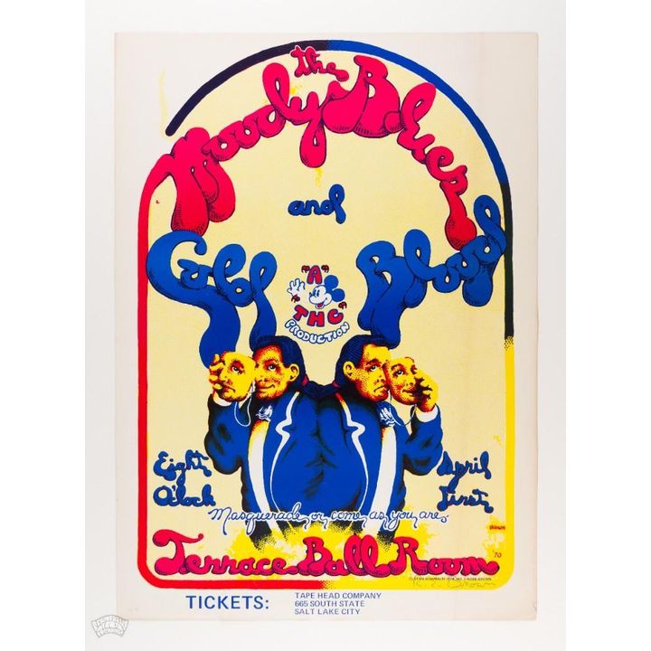 1970 Moody Blues Cold Blood Terrace Ballroom Salt Lake City Signed Brown Poster Excellent 79
