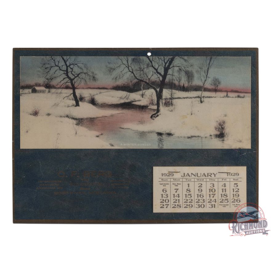 1929 O. F. Berg The Winchester Store Advertising Calendar "A Winter Sunset"