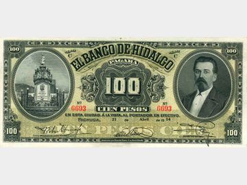 M373c – 100 Pesos El Banco de Hidalgo, 1914. XF+.