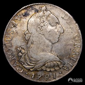 Chile, Santiago. 8 Reales. 1791 (Carlos IV). DA.