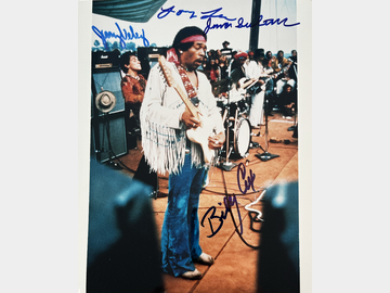 Jimi Hendrix Band Woodstock Signed Photo (4 Sigs) (Third Party Guaranteed)