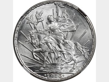KM# 453 – Peso 1913 Mo Caballito. NGC MS65.