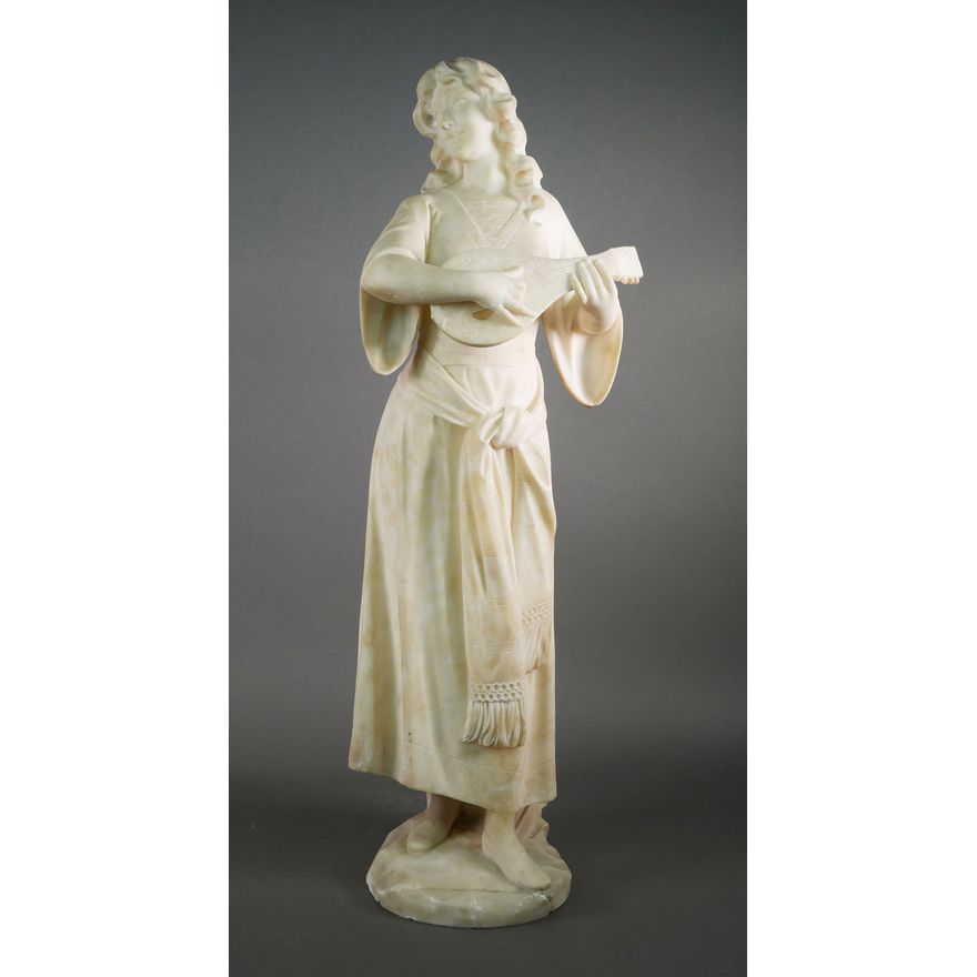 28" Alabaster Sculpture Figure with Mandolin