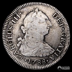 Chile, Santiago. 2 Reales. 1788 (Carlos III). DA.