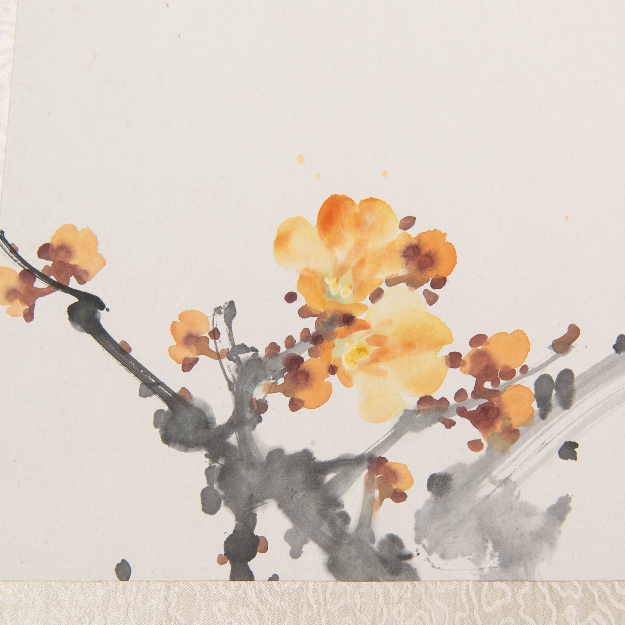 趙少昂紅湛上款花鳥鏡片A Chinese painting of flowers and a