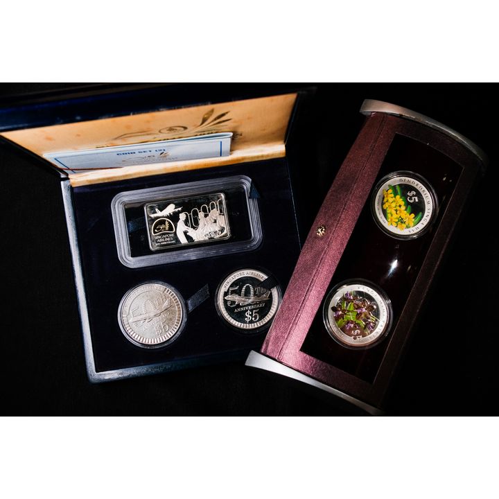 Singapore 1947-97 50th Anniversary Singapore Airlines Coin Set (2) Singapore 2007 Heritage Orchid Singapore Coin Set (2)