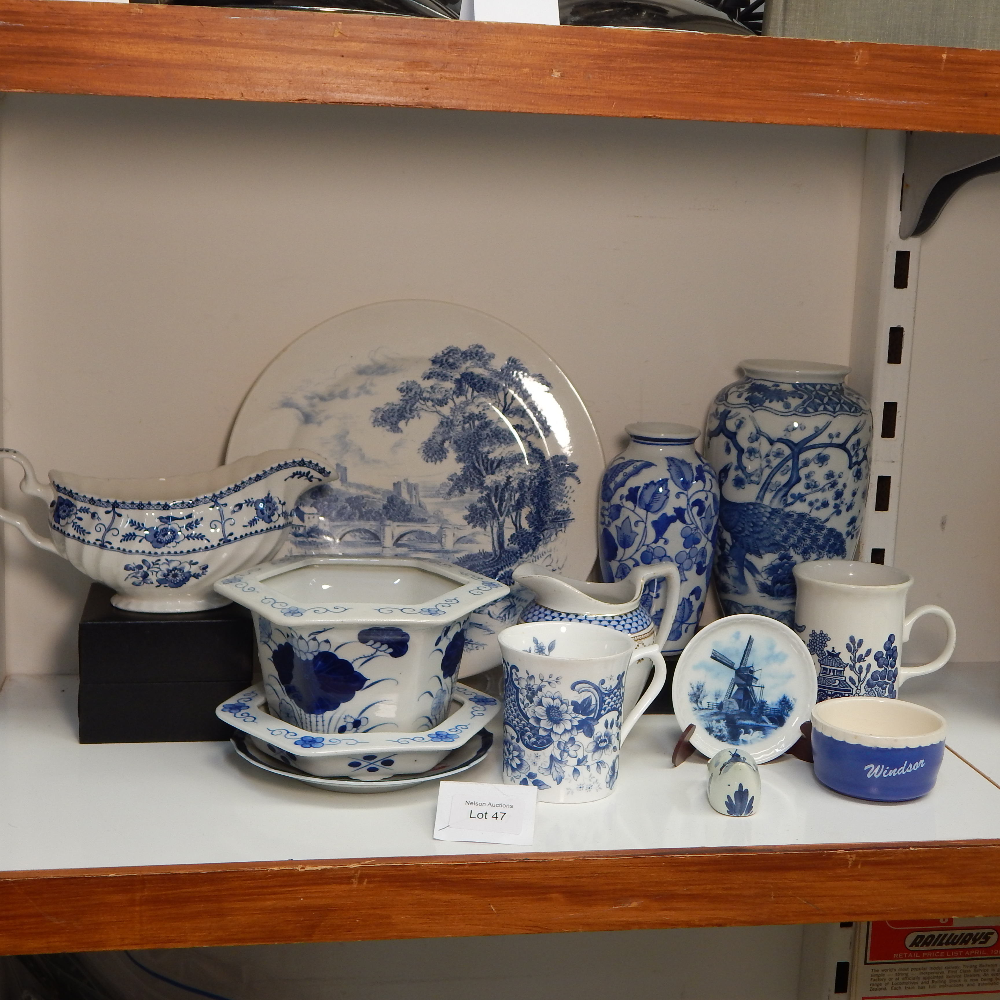 Collection of blue + white china incl Delft  + Burslem etc — NZ auction result