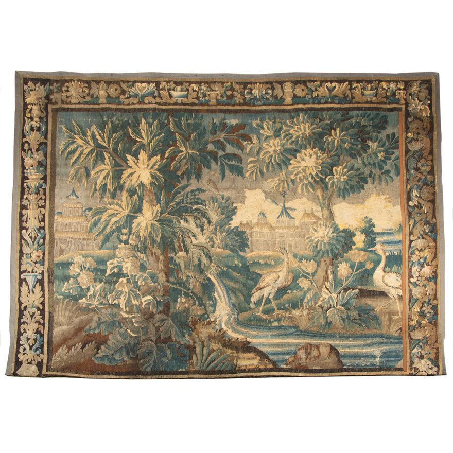 18TH C. VERDURE AUBUSSON CHINOISERIE TAPESTRY Ahlers And Ogletree
