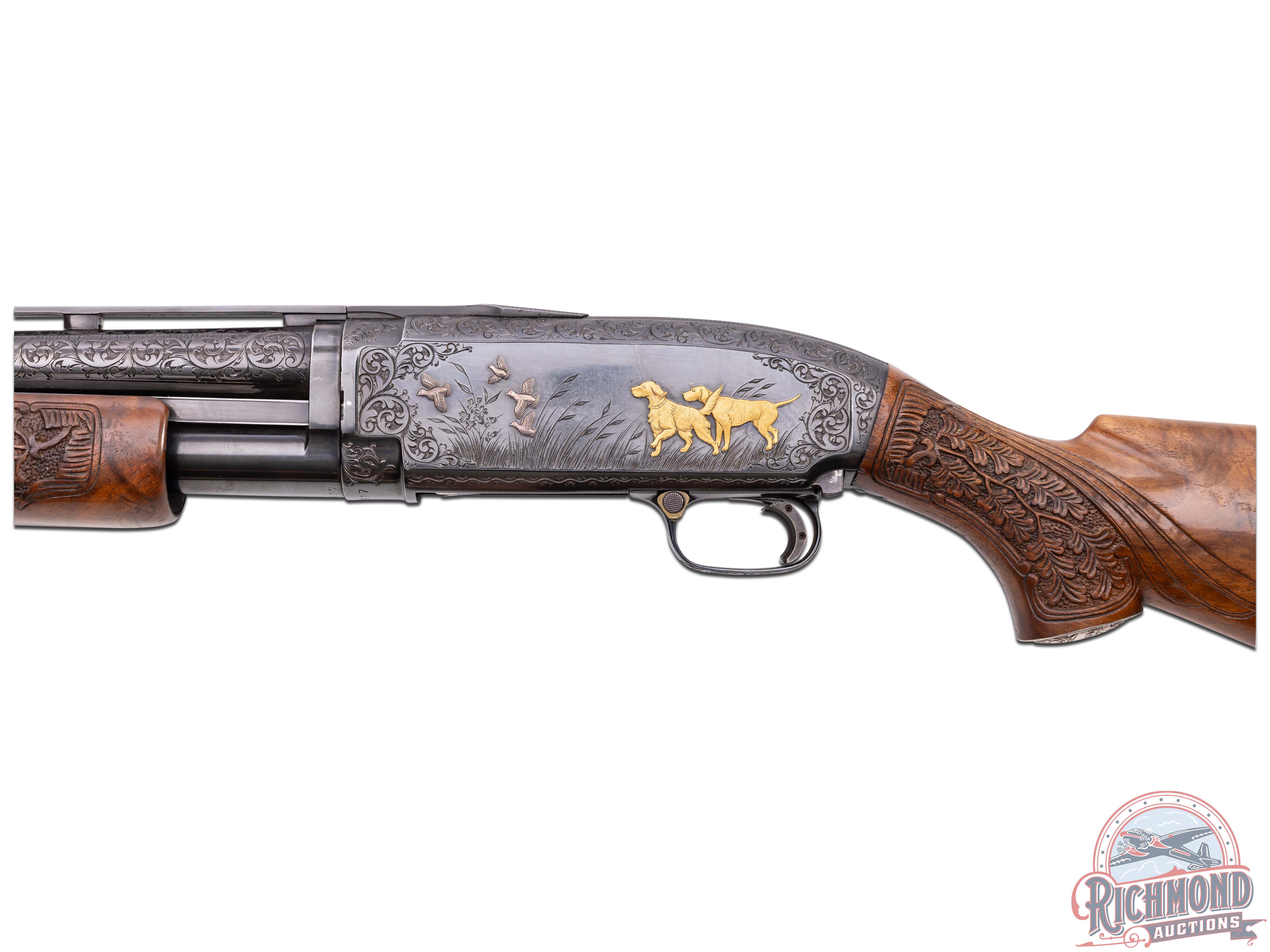 Beautiful 1917 Winchester Model 12 Trap Deluxe 12 GA Shotgun Engraved ...