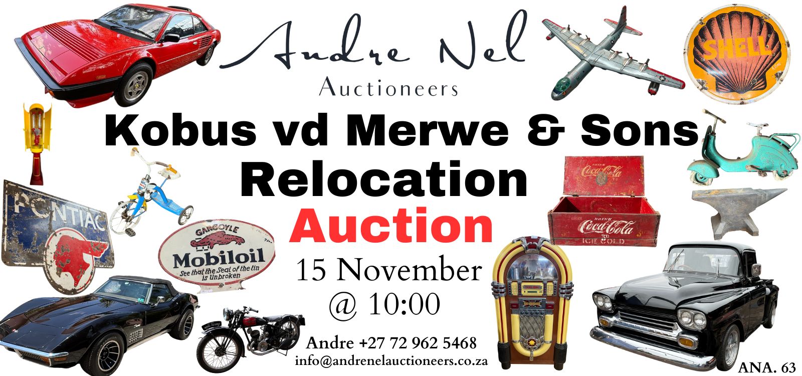 Kobus vd Merwe & Sons Relocation Auction - 15 November 2025 @ 10:00 ...