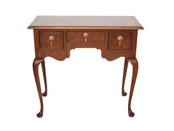 Baker Furniture Queen Anne Style Walnut and Burl Walnut Lowboy