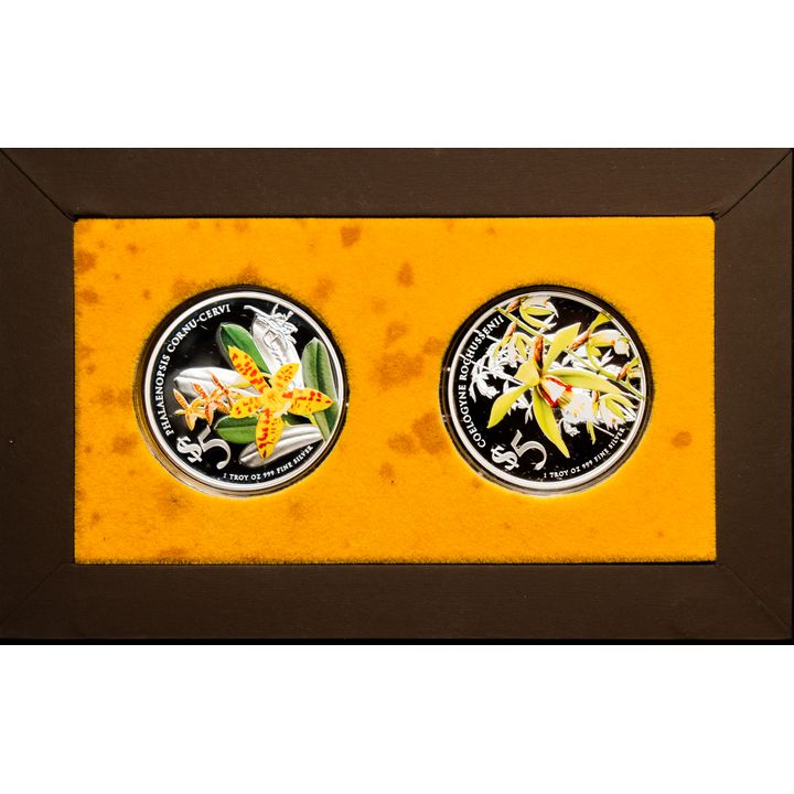 Singapore 2014 Commemorative Native Orchids Coins Set x2 set (2oz .999 Silver)