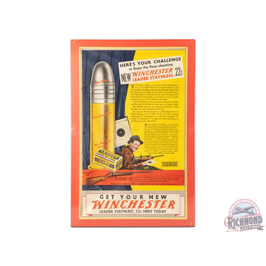 New Winchester Leader Staynless .22s Cartridges Advertising Poster