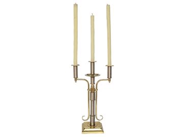 Vintage Vieux Carre Candle Shop, Louisiana, Three Branch Brass and Metal Candlestick