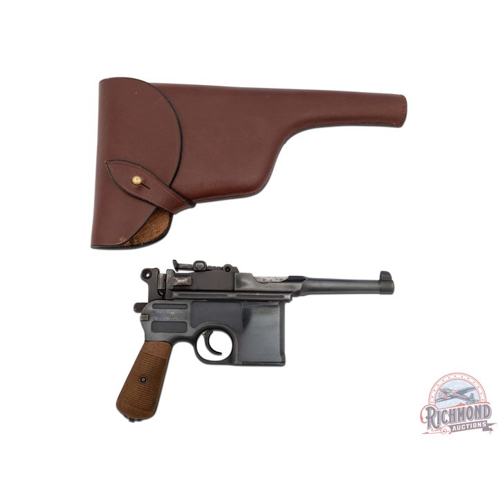 Early 1920's Mauser C96 Broomhandle 7.63x25 Semi-Auto Pistol with Holster