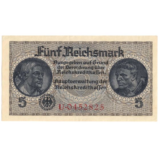 German Occupied Territories 1940 Funf (5) Reichsmark, Uncirculated