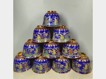 10 pieces of Ming Dynasty style Xuande gilded grape pattern hand-pressed cups