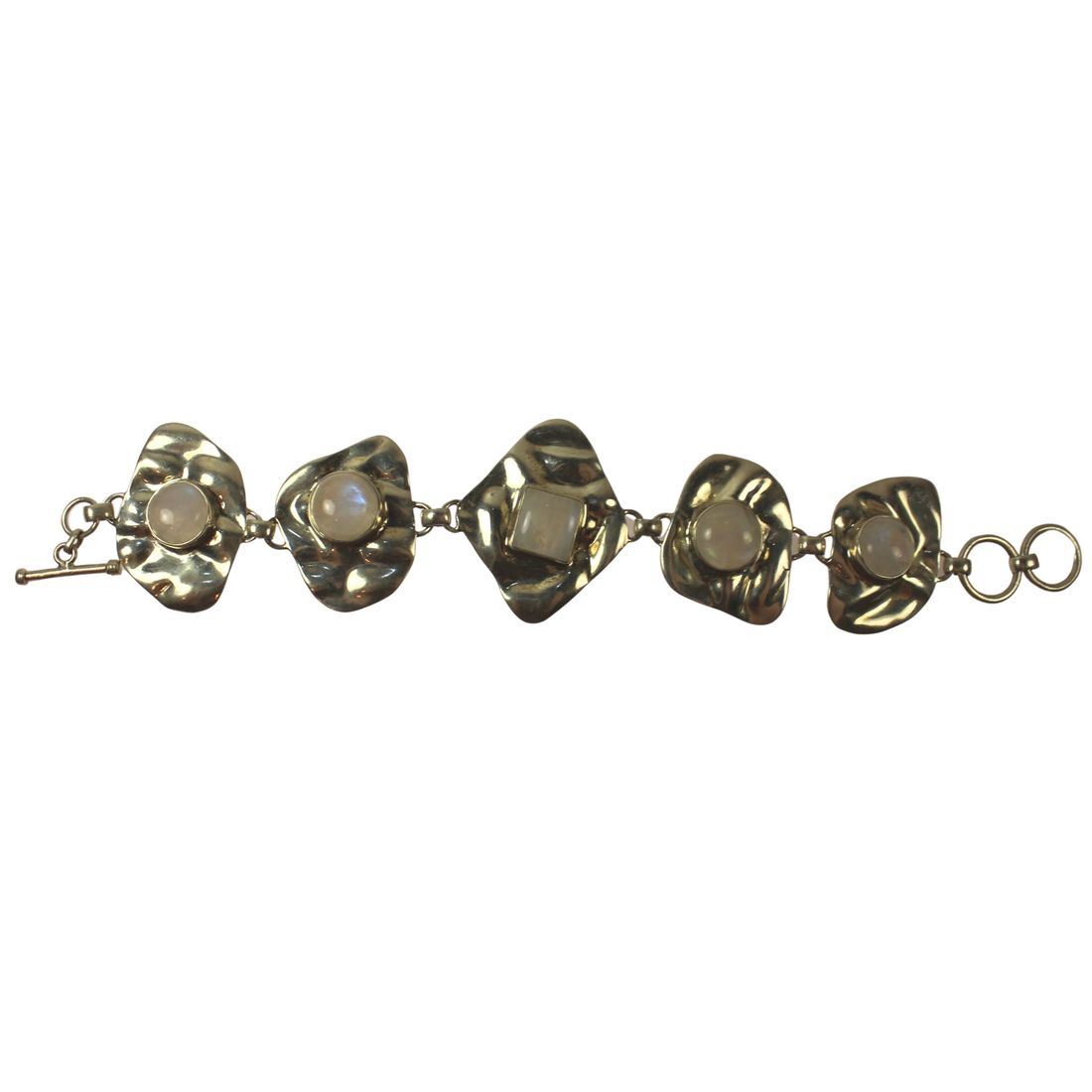 Sterling (925) Silver Panel Bracelet with Moonstone adornments