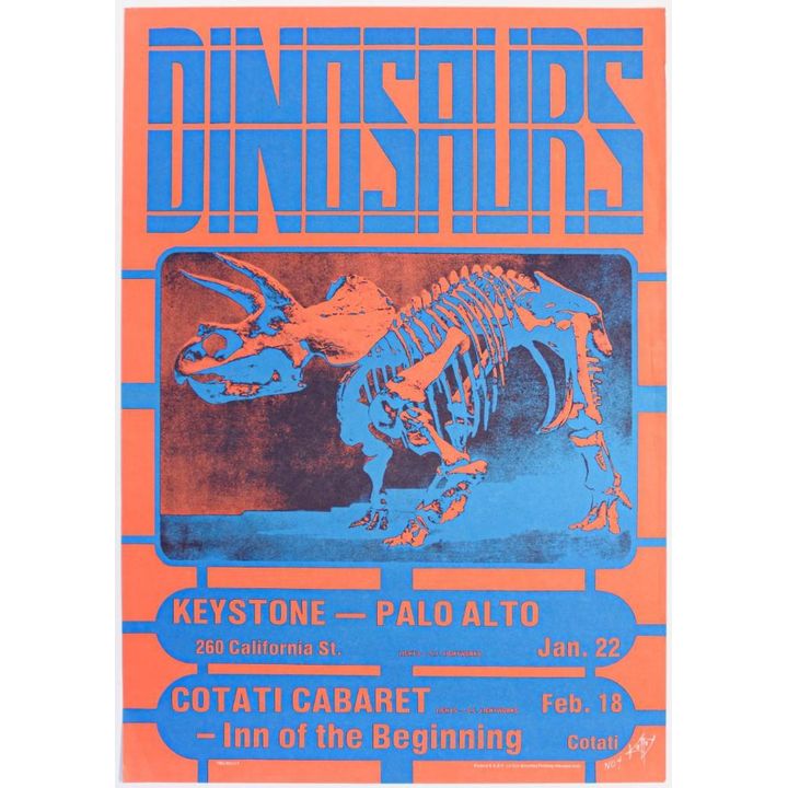 1983 The Dinosaurs The Keystone & Cotati Cabaret Poster Excellent 75