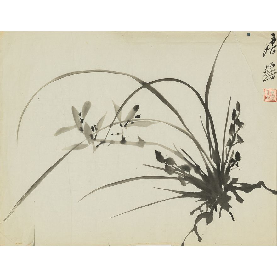 唐雲 水墨水仙鏡片A Chinese 'Narcissus' ink painting, by Tang Yun (Chinese, 1910-1993)