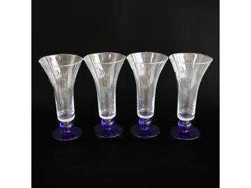Group of Large Hand Blown Bar Glasses, Four Total