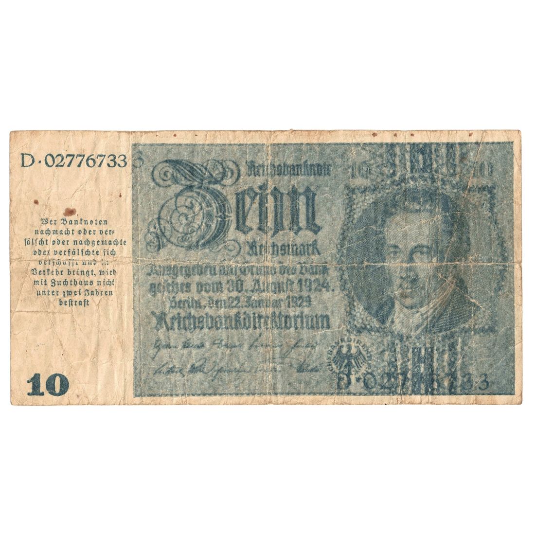 German Reichsbank - Graz, Linz & Salzburg 'Emergency' 10 Mark (1945), Fine - Scarce