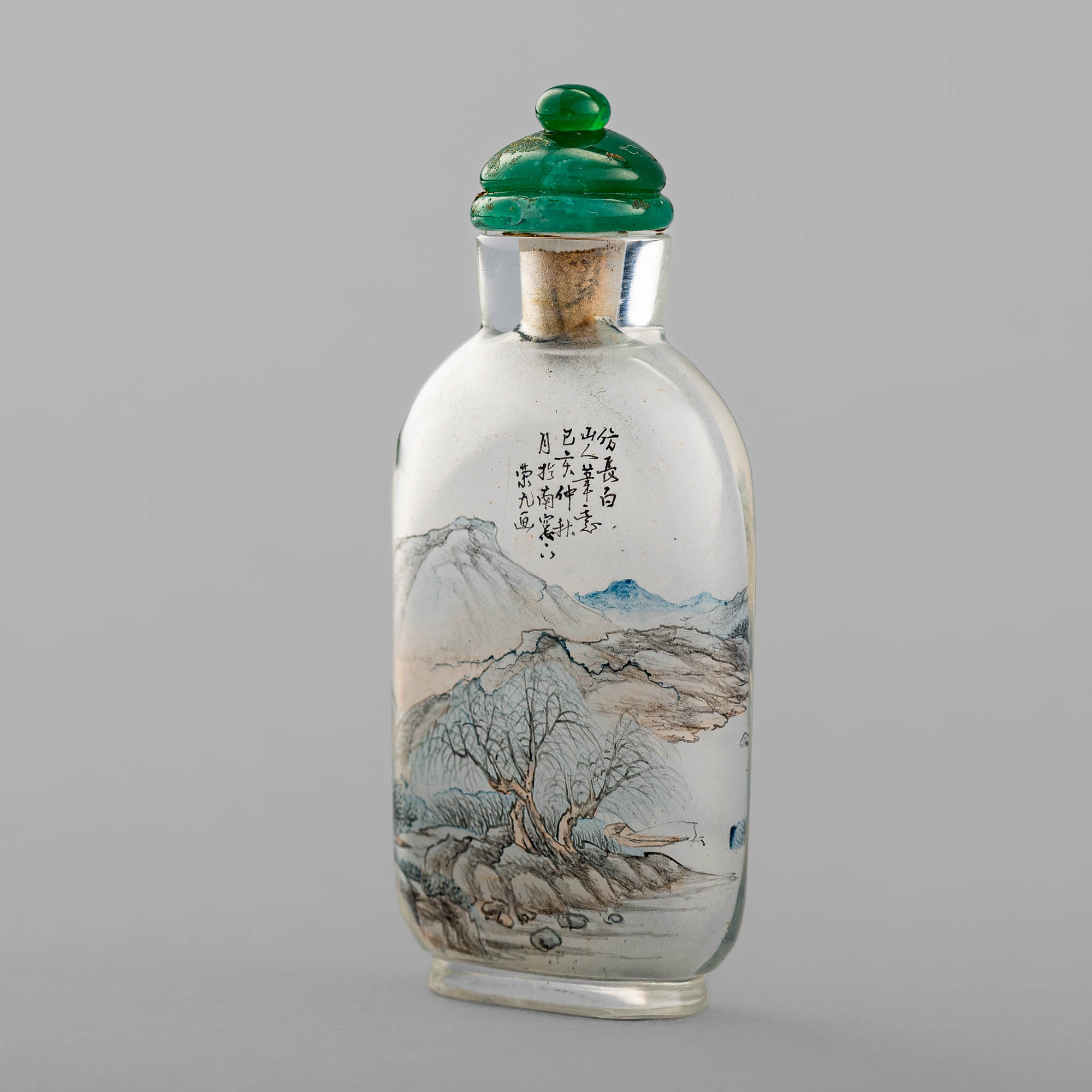 （訳ありセール 格安） 民國畢榮九內畫山水鼻煙壺A Chinese inside-painted landscape 工芸ガラス