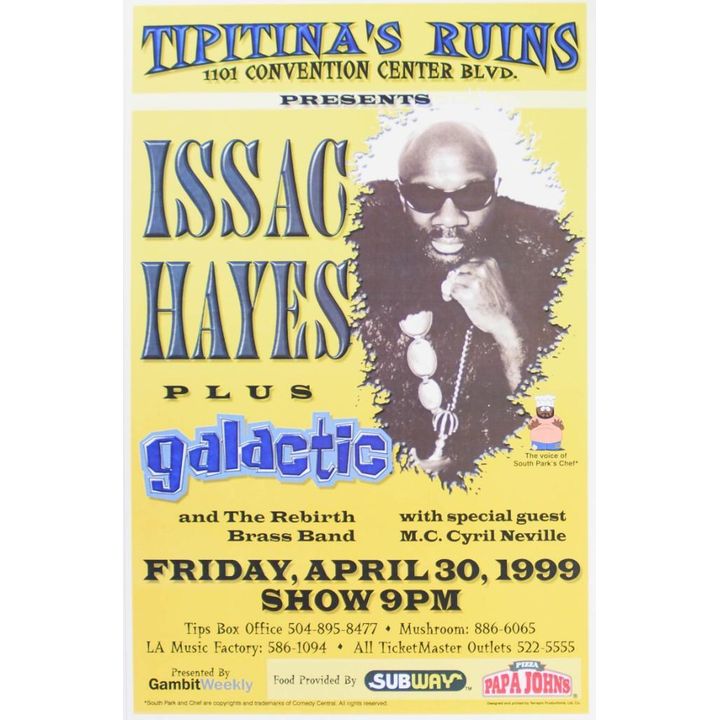 1999 Issac Hayes Galactic Tipitina's Ruins Poster Mint 91