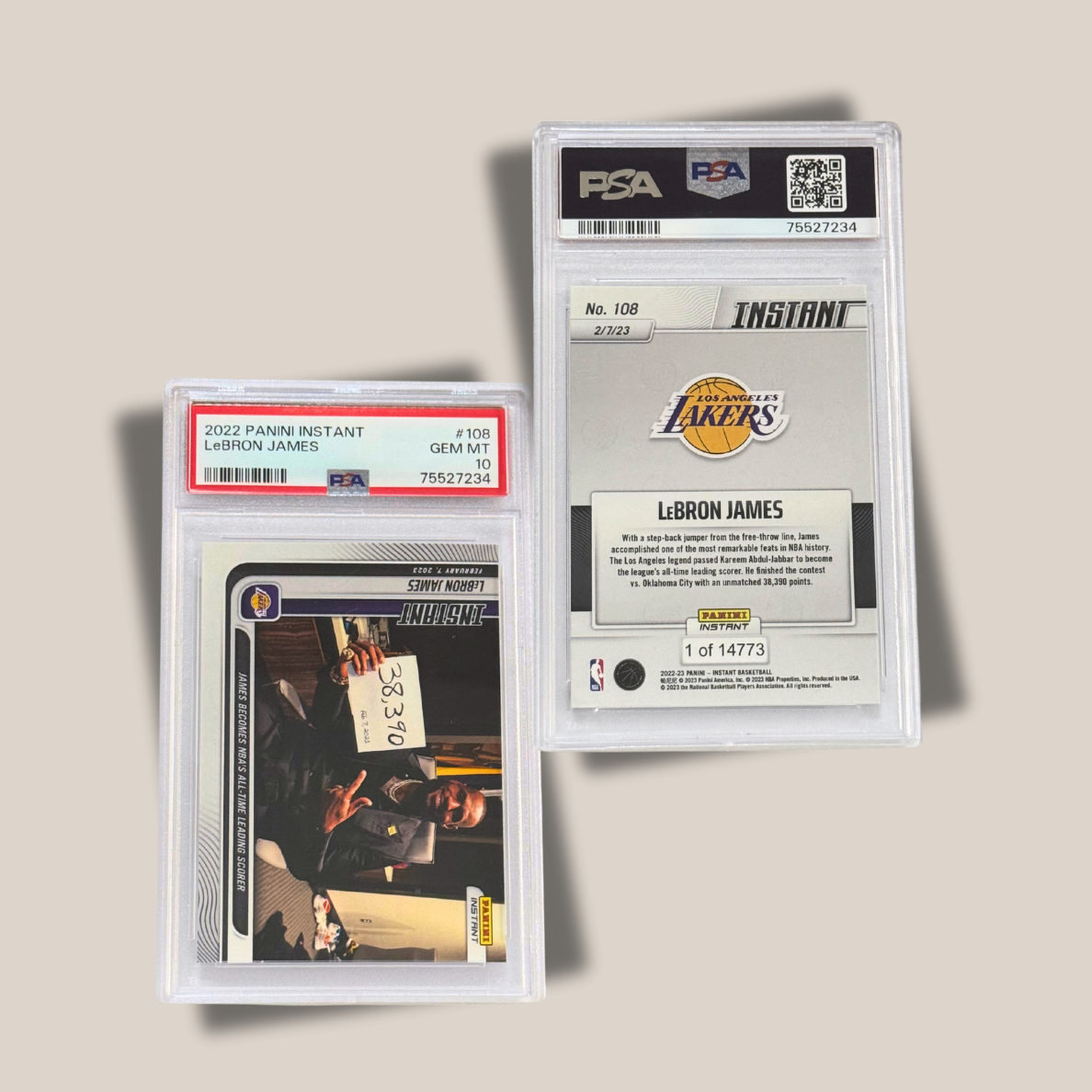 2022. Panini Instant. Lebron James. #108. Lebron 38,390 Points 