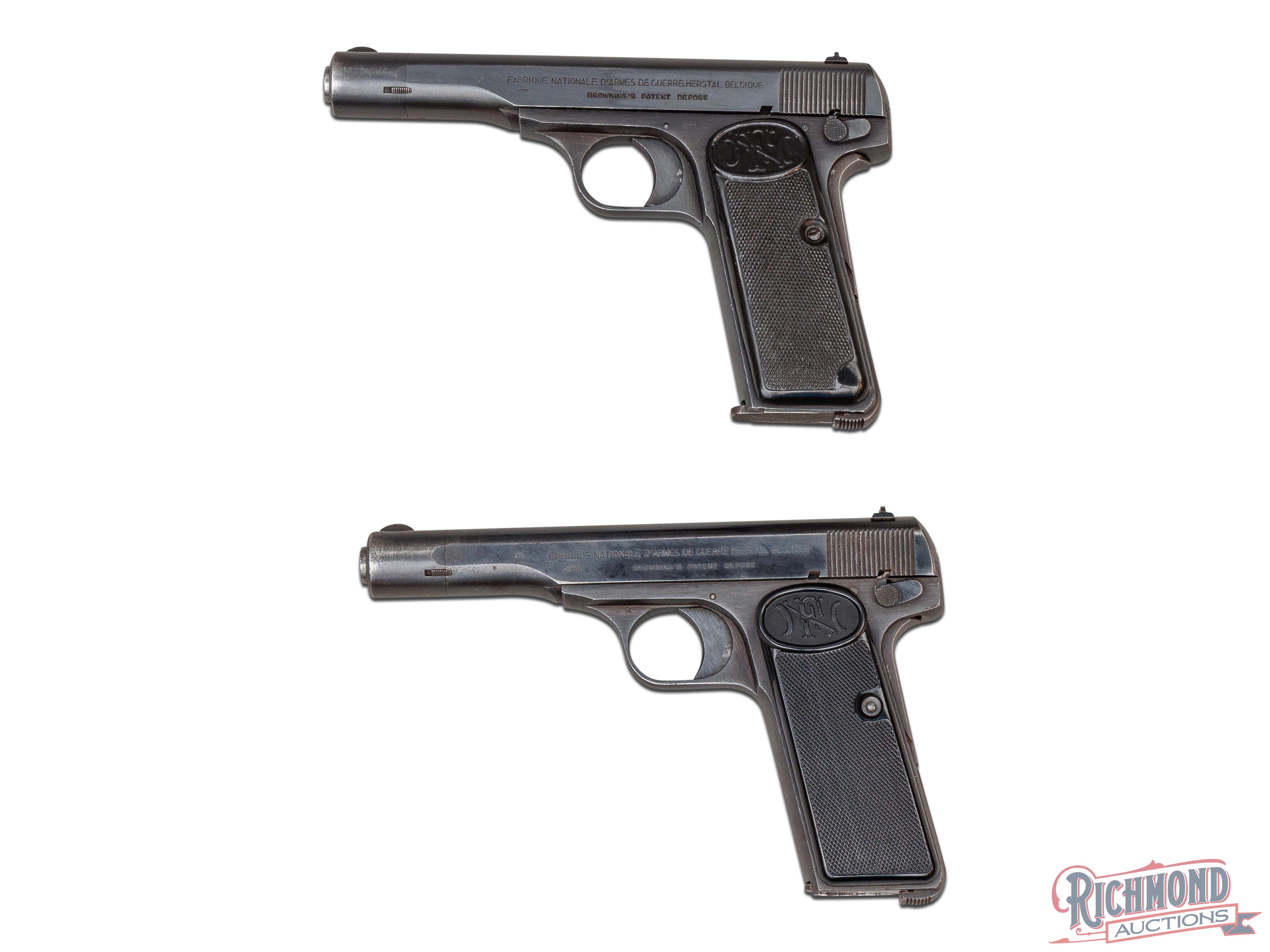 Two FN Model 1910 .32 ACP Semi-Auto Pistols With WWII German Proofs ...