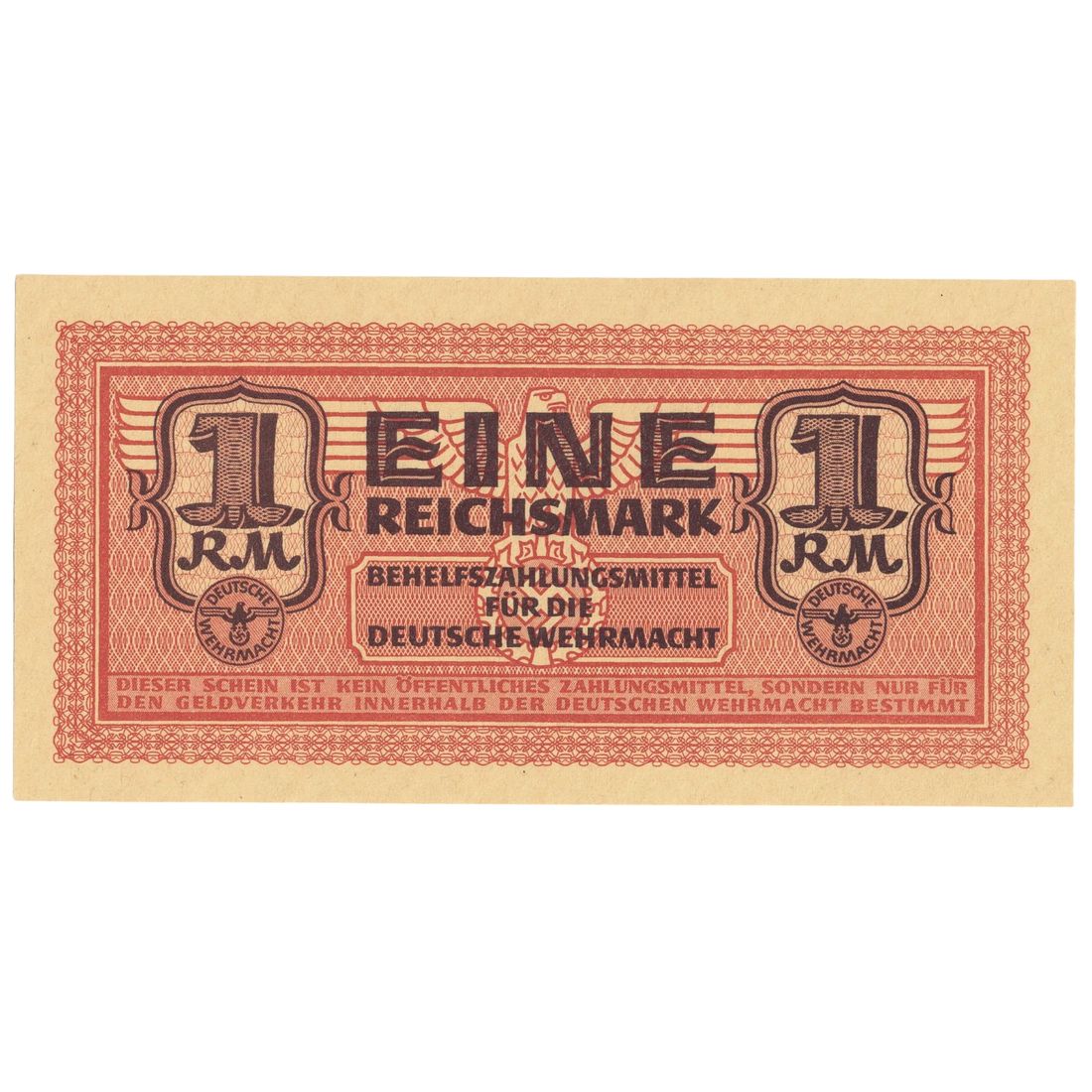 Germany Third Reich 'Auxiliary Payment' Eine (1) Mark ND (1942), Uncirculated OPQ