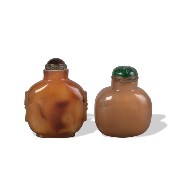 2 Chinese Agate Snuff Bottles, 19th Century