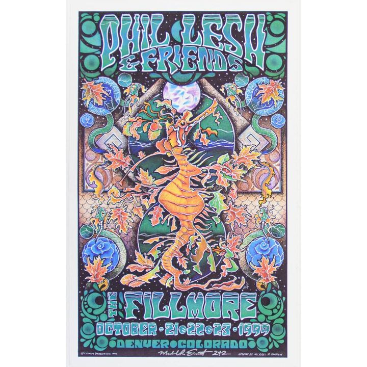1999 Phil Lesh & Friends The Fillmore Signed Everett Poster Mint 91