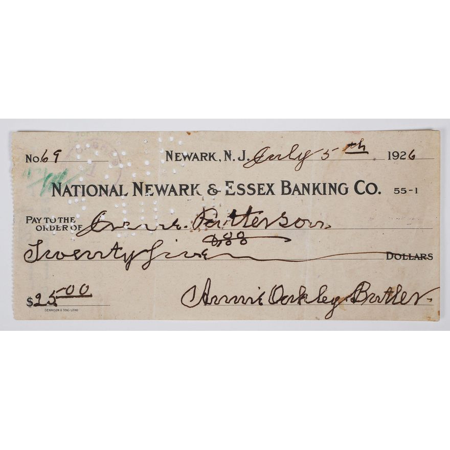 ANNIE OAKLEY Signed Check, 1926