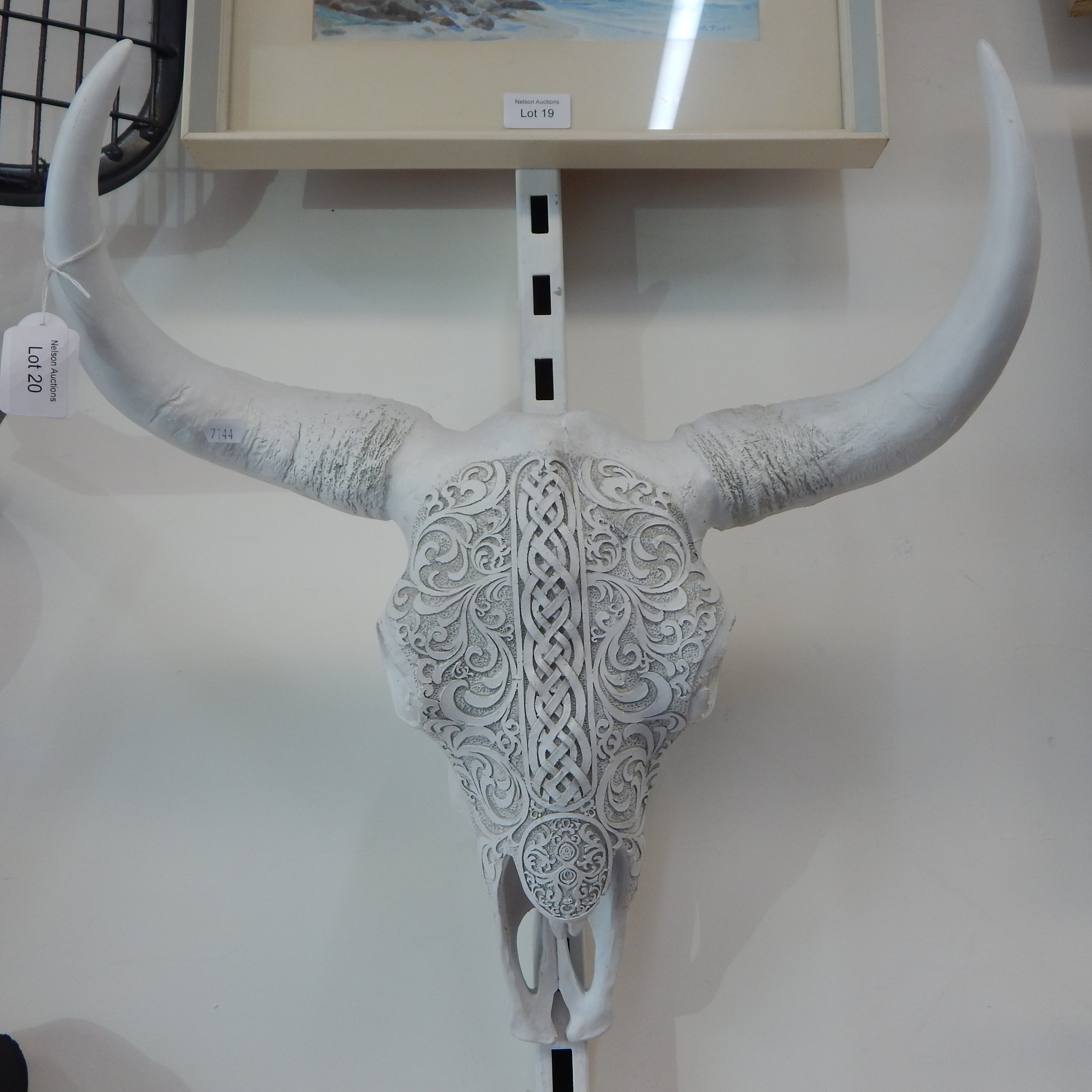 White faux cow skull carved wall hanging RP $121 — sold at auction in New Zealand for $60