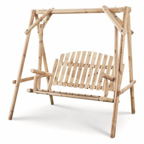 CASTLECREEK Log Swing Bench for Porch/Outdoors/Garden/Patio- 4’