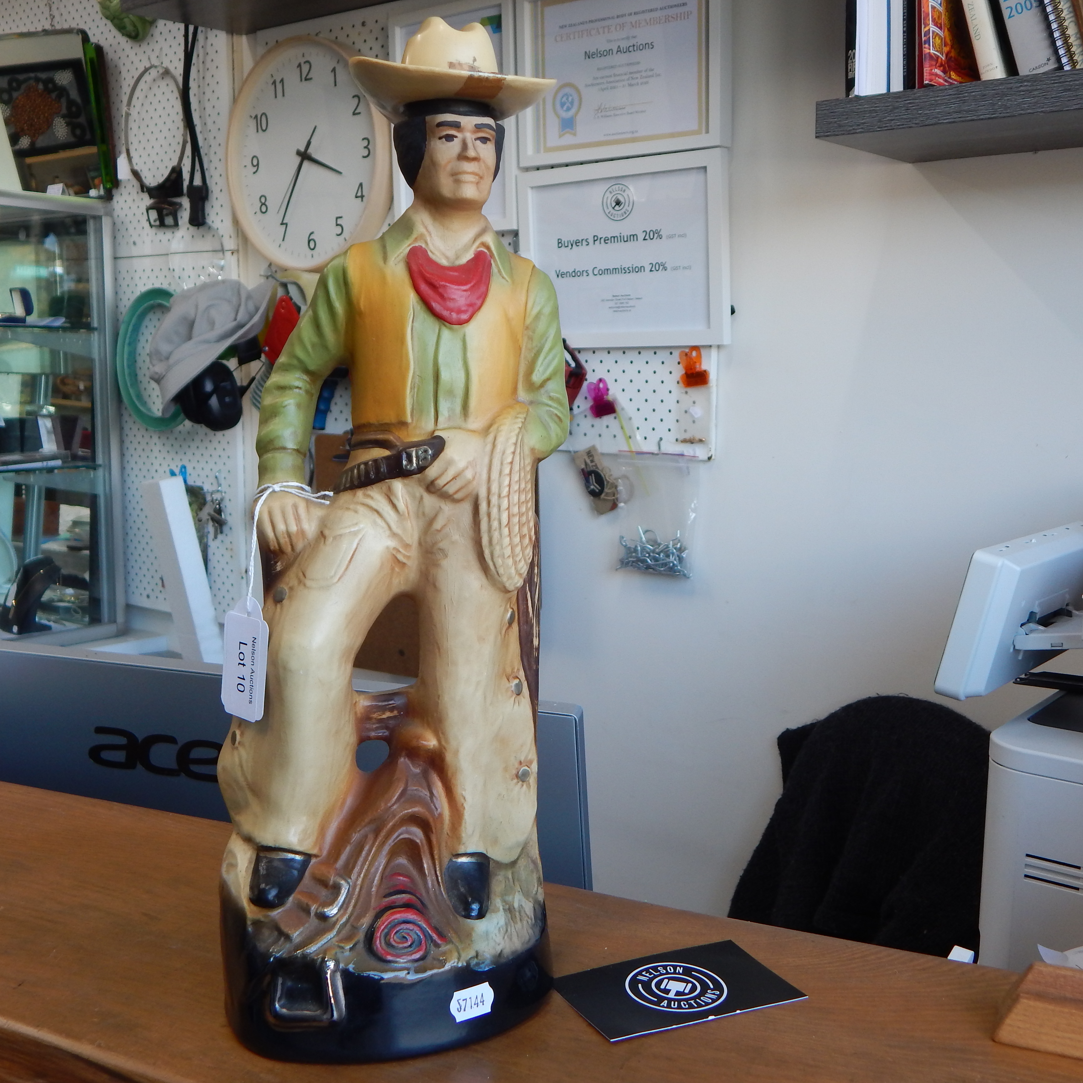 Jim Beam Cowboy Regal China Decanter $57 — sold at auction in New Zealand for $20