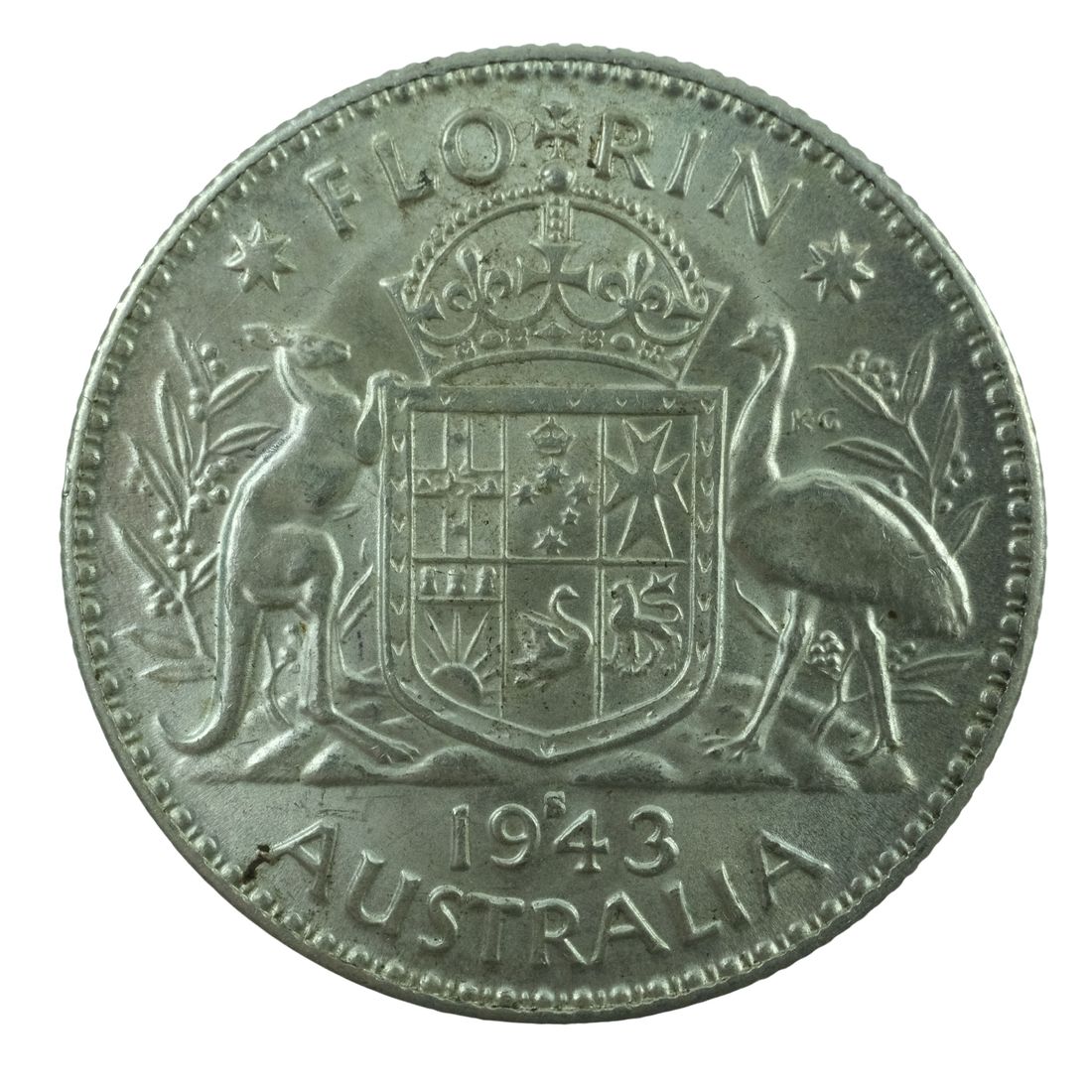 Australia 1943 S Silver (925) Florin, Choice Uncirculated