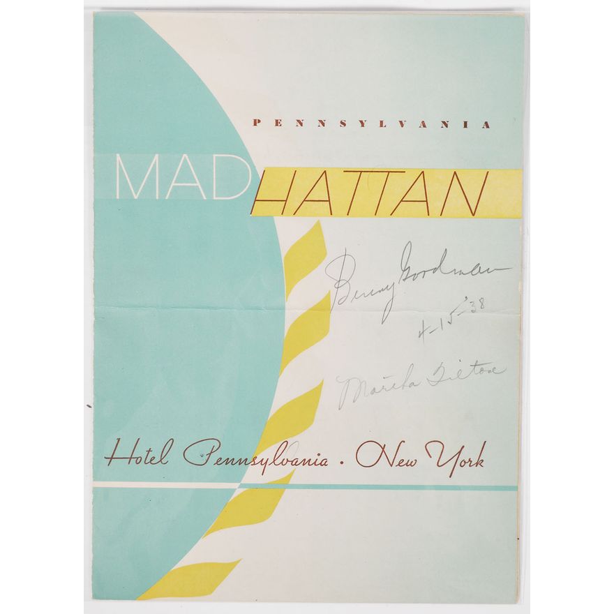 Benny Goodman 1938 Signed Menu