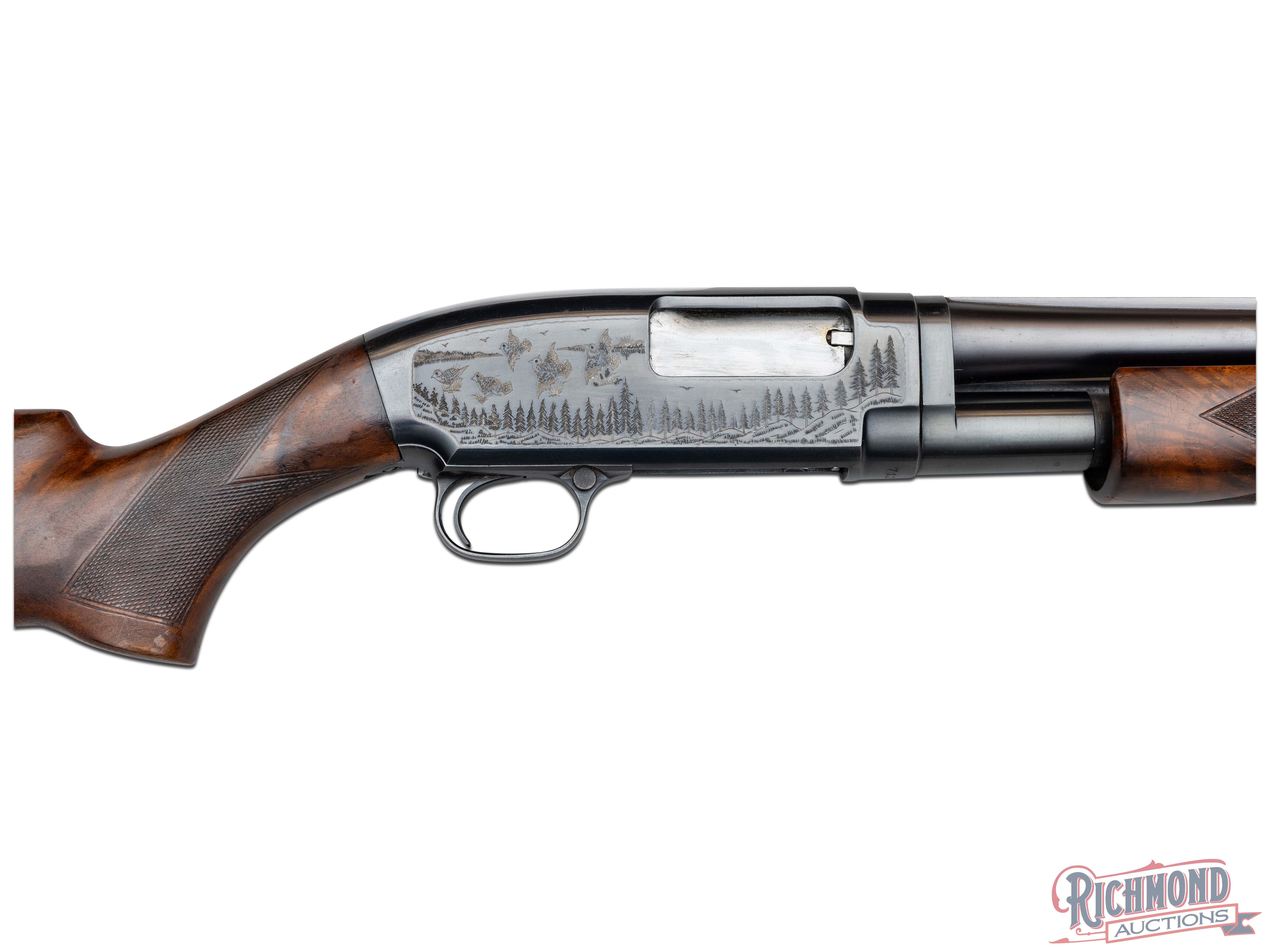 Pre-64 Engraved Winchester Model 12 Skeet Pump Shotgun With Raised ...