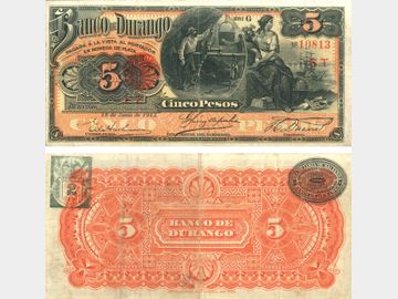 M332c – 5 Pesos El Banco de Durango. F