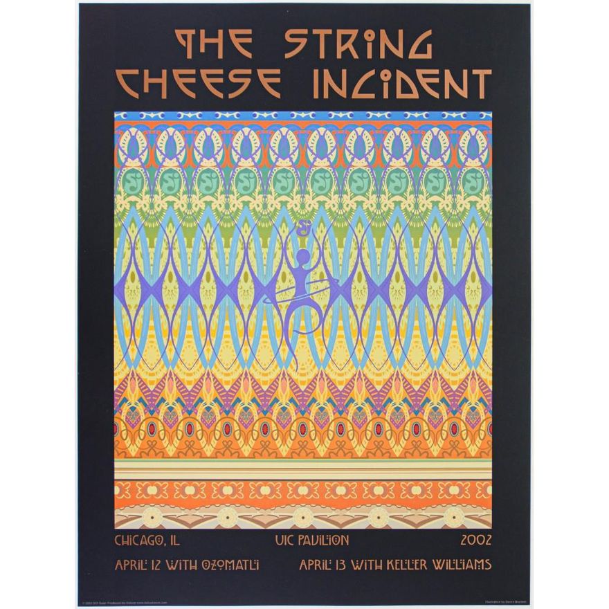 2002 String Cheese Incident Ozomatli Keller Williams UIC Pavilion Chicago Poster Mint 90