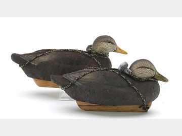 Miniature pair of black ducks, Tom Christie, Lincoln, Nebraska
