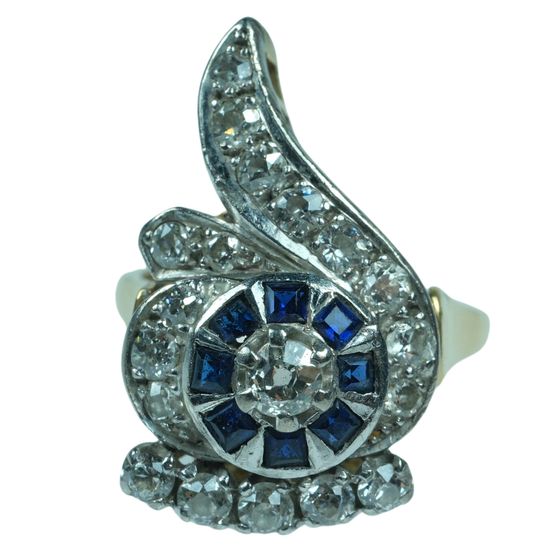 Bespoke Diamond & Sapphire 'Thumbs Up' Ring in 18ct Yellow Gold