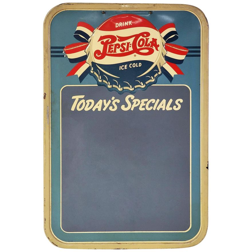 Drink Pepsi:Cola Ice Cold "Today's Specials" Metal Menu Sign (TAC)