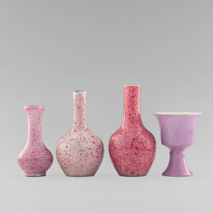 十八/十九世紀 各式胭脂紅瓷器四件 Four Chinese ruby-red porcelains, 18th/19th century
