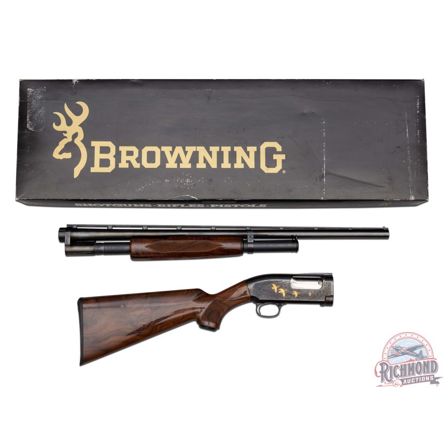 Nice Browning M-12 Grade 5 Engraved Pump Action 20 Gauge Shotgun in Factory Box