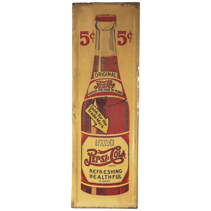 Pepsi:Cola "Look for the Trade Mark" w/Bottle 5¢ Metal Sign (TAC)