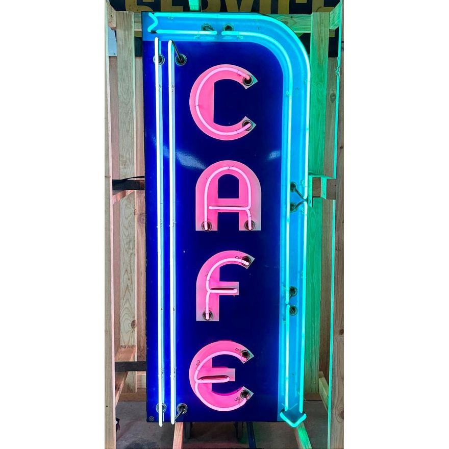 Cafe Porcelain Vertical Neon Sign (TAC)