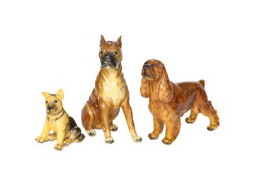 Group of Vintage Mortens Studio Ceramic Dog Figures, Three Total